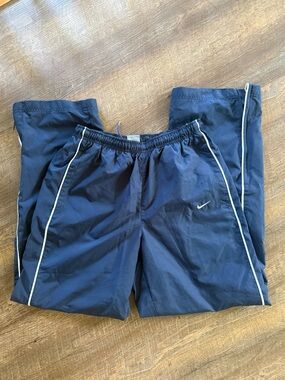 Vintage Nike Men's Navy Track Pants with White Piping